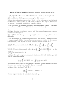 PRACTICE  HOUR  TEST (Throughout, µ denotes Lebesgue measure... 1.  (20 pts)  If J  is a...