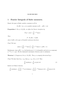1 Fourier Integrals of finite measures.