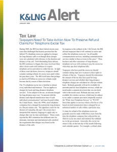 Alert K&amp;LNG Tax Law Taxpayers Need To Take Action Now To Preserve Refund