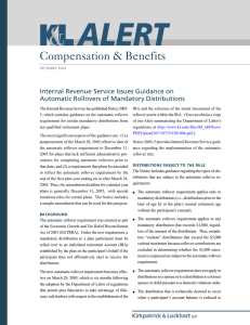 Compensation &amp; Benefits Internal Revenue Service Issues Guidance on