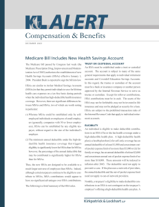 Compensation &amp; Benefits Medicare Bill Includes New Health Savings Account