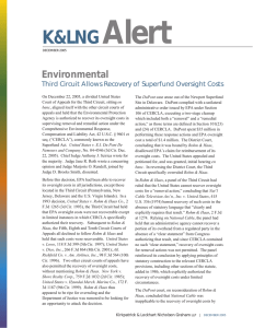 Alert K&amp;LNG Environmental Third Circuit Allows Recovery of Superfund Oversight Costs