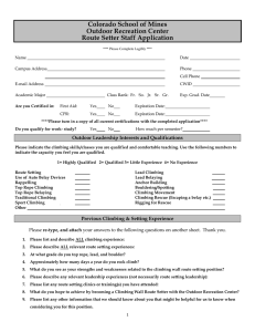 Colorado School of Mines Outdoor Recreation Center Route Setter Staff Application