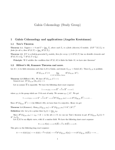 Galois Cohomology (Study Group) 1 Galois Cohomology and applications (Angelos Koutsianas)