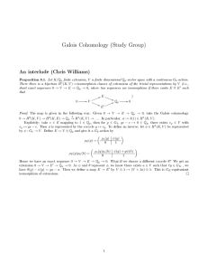 Galois Cohomology (Study Group) An interlude (Chris Williams)