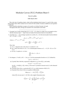 Modular Curves (TCC) Problem Sheet 3 David Loeffler 10th March 2014