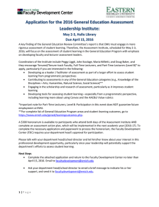 Application for the 2016 General Education Assessment Leadership Institute: