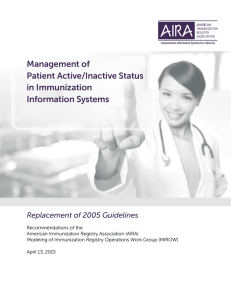 Management of Patient Active/Inactive Status in Immunization Information Systems