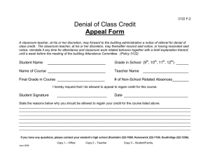 Denial of Class Credit Appeal Form