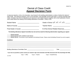 Denial of Class Credit Appeal Decision Form