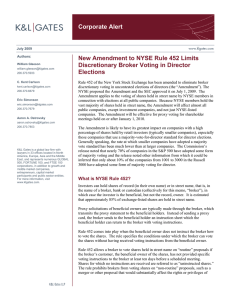 Corporate Alert New Amendment to NYSE Rule 452 Limits Elections