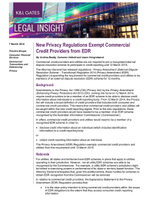 New Privacy Regulations Exempt Commercial Credit Providers from EDR