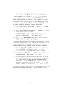18.440  Midterm  1,  Spring  2014: ... 1.  (10 points) How many quintuples (a , a