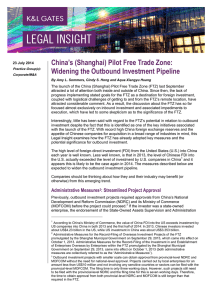 China’s (Shanghai) Pilot Free Trade Zone: Widening the Outbound Investment Pipeline