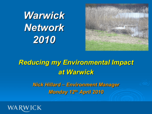 Warwick Network 2010 Reducing my Environmental Impact