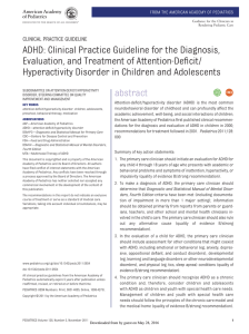 ADHD: Clinical Practice Guideline for the Diagnosis,