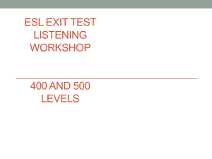 ESL EXIT TEST LISTENING WORKSHOP 400 AND 500