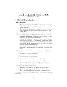 14.581 International Trade 1 Trade Policy Literature
