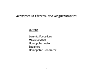 Actuators in Electro- and Magnetostatics  Outline Lorentz Force Law