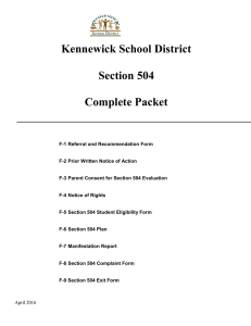 Kennewick School District  Section 504 Complete Packet