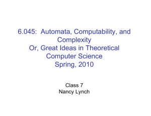 6.045:  Automata, Computability, and Complexity Or, Great Ideas in Theoretical Computer Science