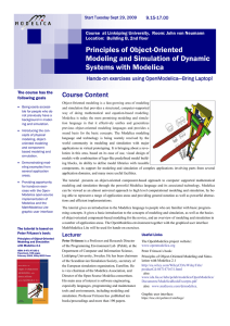 Principles of Object-Oriented Modeling and Simulation of Dynamic Systems with Modelica Course Content