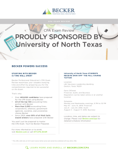 proudly sponsored By University of North Texas CPA Exam Review becker Powers success