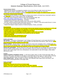 College of Forest Resources Website Redesign Specifications (third draft, 12/17/07)