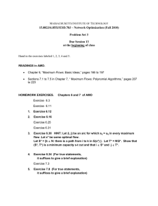 15.082J/6.855J/ESD.78J – Network Optimization (Fall 2010) Problem Set 3 Due Session 13