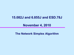 15.082J and 6.855J and ESD.78J November 4, 2010 The Network Simplex Algorithm