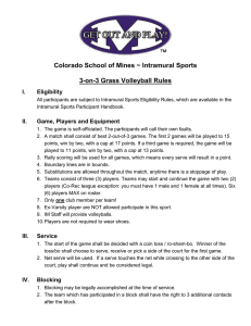 Colorado School of Mines ~ Intramural Sports  3-on-3 Grass Volleyball Rules I.