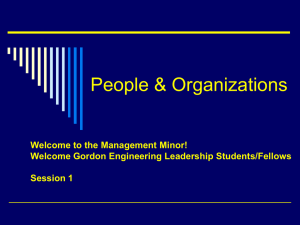 People &amp; Organizations Welcome to the Management Minor! Session 1