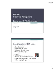 BCIS 5520 IT Service Management Background &amp; ITIL SM Lifecyle
