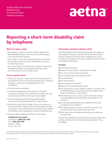 Reporting a short-term disability claim by telephone Quality health plans &amp; benefits