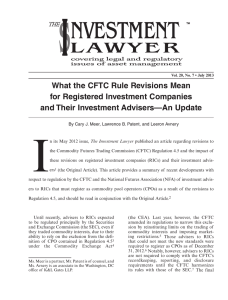 What the CFTC Rule Revisions Mean for Registered Investment Companies