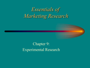 Essentials of Marketing Research Chapter 9: Experimental Research