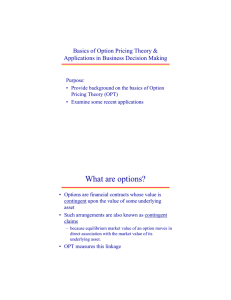 Basics of Option Pricing Theory &amp; Applications in Business Decision Making