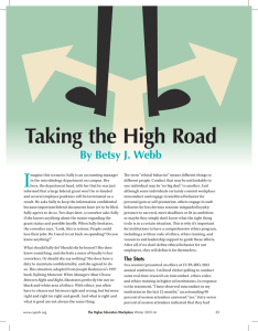 Taking the High Road  I By Betsy J. Webb
