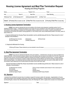Housing License Agreement and Meal Plan Termination Request