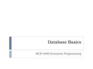 Database Basics BCIS 3680 Enterprise Programming