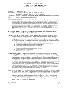UNIVERSITY OF NORTH TEXAS ACCT 3405 CLASS POLICIES – Fall 2015