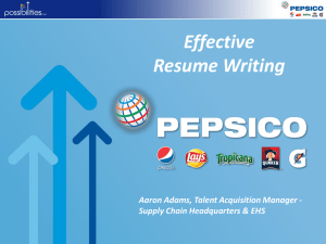 Effective Resume Writing  Aaron Adams, Talent Acquisition Manager -