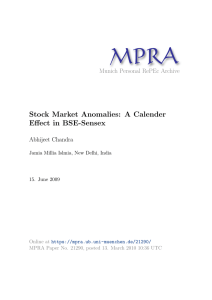 MPRA Stock Market Anomalies: A Calender Effect in BSE-Sensex Munich Personal RePEc Archive