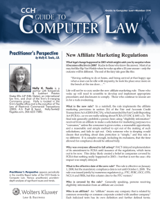 Practitioner’s Perspective New Affi liate Marketing Regulations by Holly K. Towle, J.D.