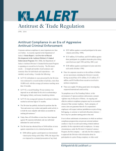 Antitrust &amp; Trade Regulation Antitrust Compliance in an Era of Aggressive