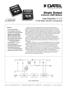 Single Output  14-20 Watt, DC/DC Converters A-Series, UWR Models