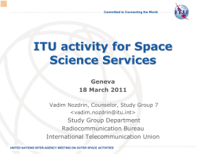 ITU activity for Space Science Services Geneva 18 March 2011