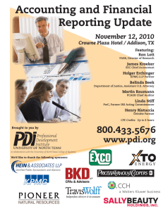 Accounting and Financial Reporting Update November 12, 2010