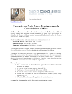 Humanities and Social Science Requirements at the Colorado School of Mines