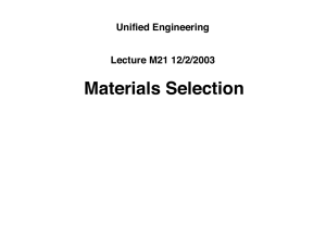 Materials Selection Unified Engineering Lecture M21 12/2/2003